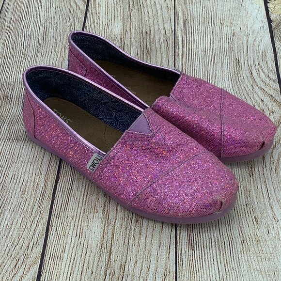 🎉Toms Pink Glitter Slip Ons - Picture 1 of 12
